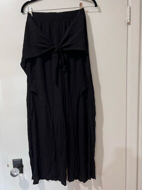 Black Tie-Front Maxi Skirt